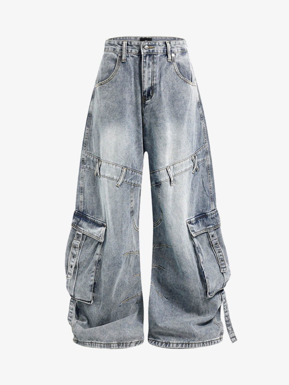 Deconstructed Multi-Pocket Cargo Jeans 
