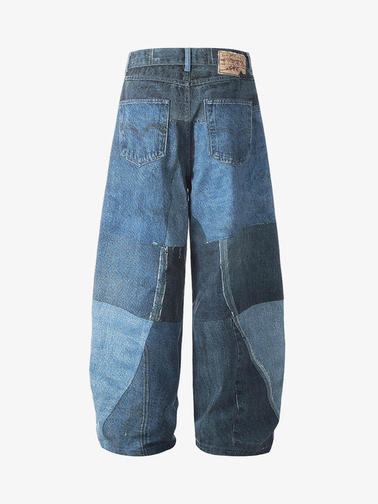 Patchwork Wide-Leg Jeans with Unique Design for Fashion Lovers 