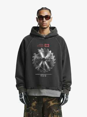 Oversized Snake Graphic Hoodie with Bold Print Design 