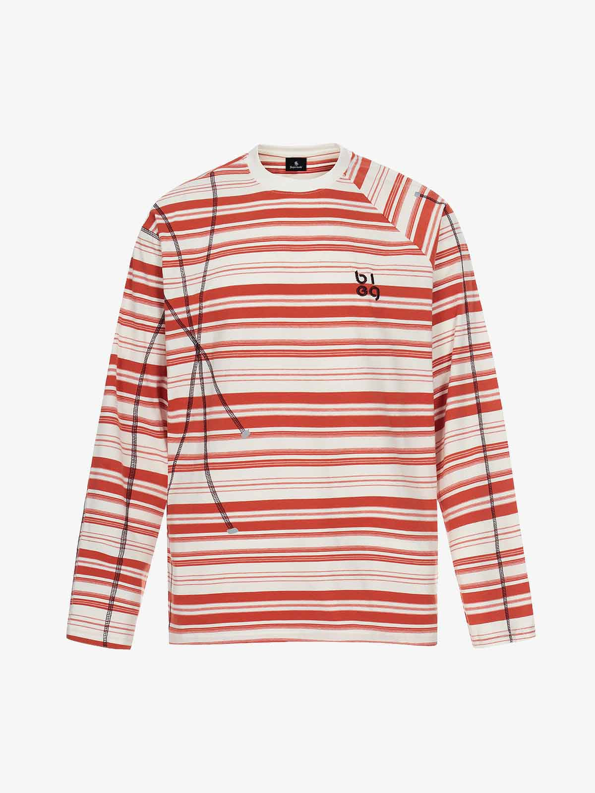 Color Block Striped Embroidered Long Sleeve T-Shirt