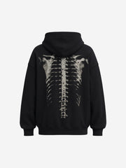 Skeleton Bone Graphic Distressed Hoodie