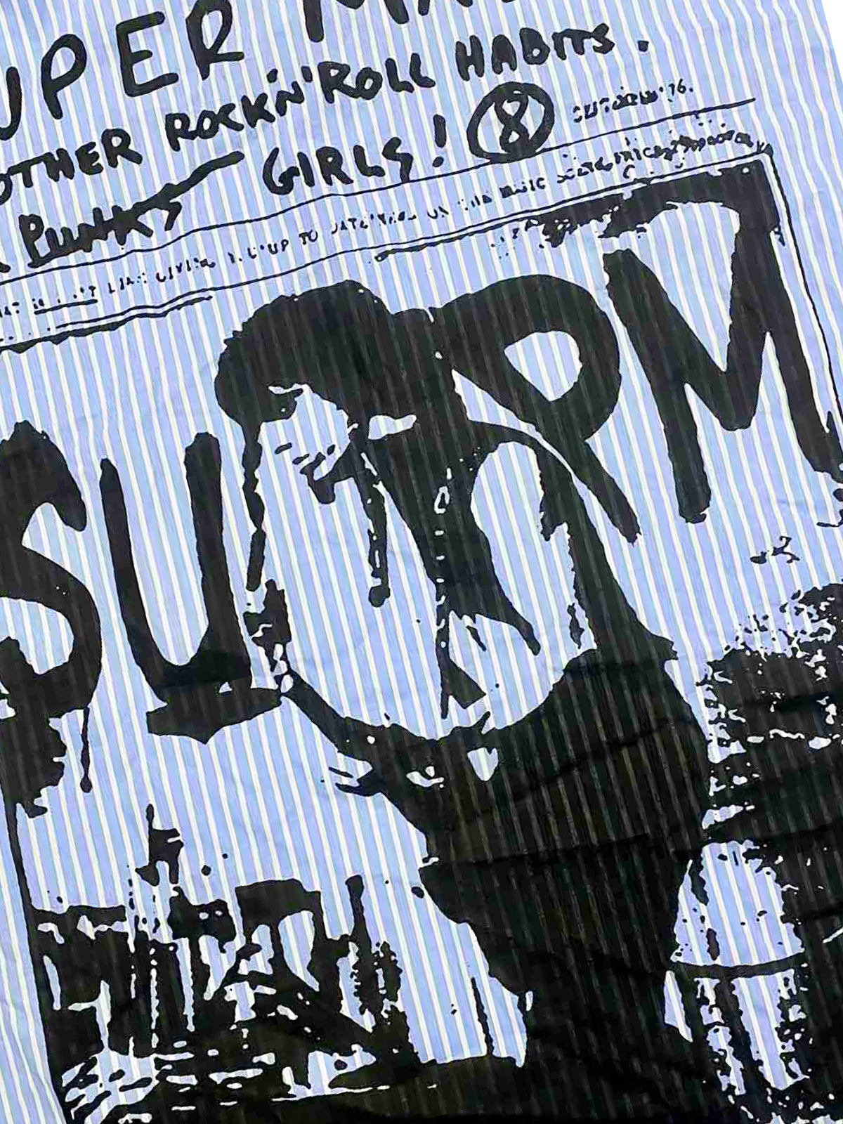 Vintage Illustration Striped Faux Two-Piece Shirt 