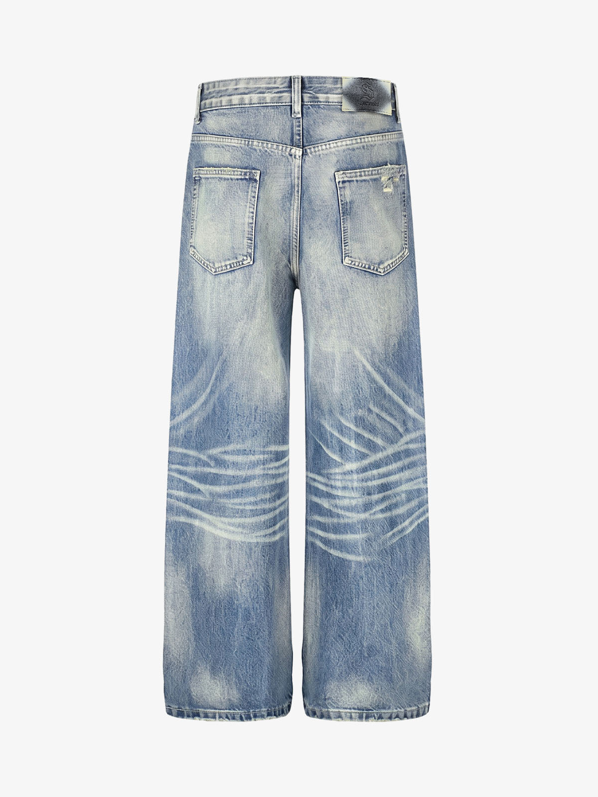 Whisker-Faded Washed Jeans