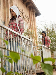 Paint Splatter Plaid Frayed Hem Button Up Shirt 
