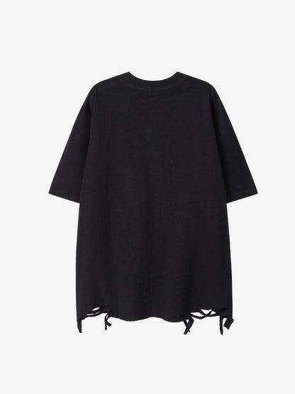 Dark Letter Graphic T-Shirt with Necklace Detail