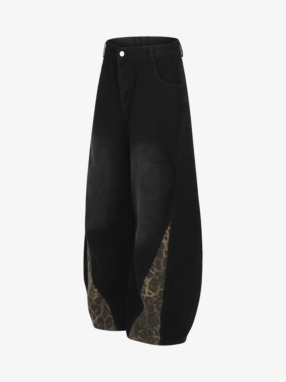 Stylish Leopard-Print Panel Wide-Leg Pants for Women - Trendy and Versatile Design 