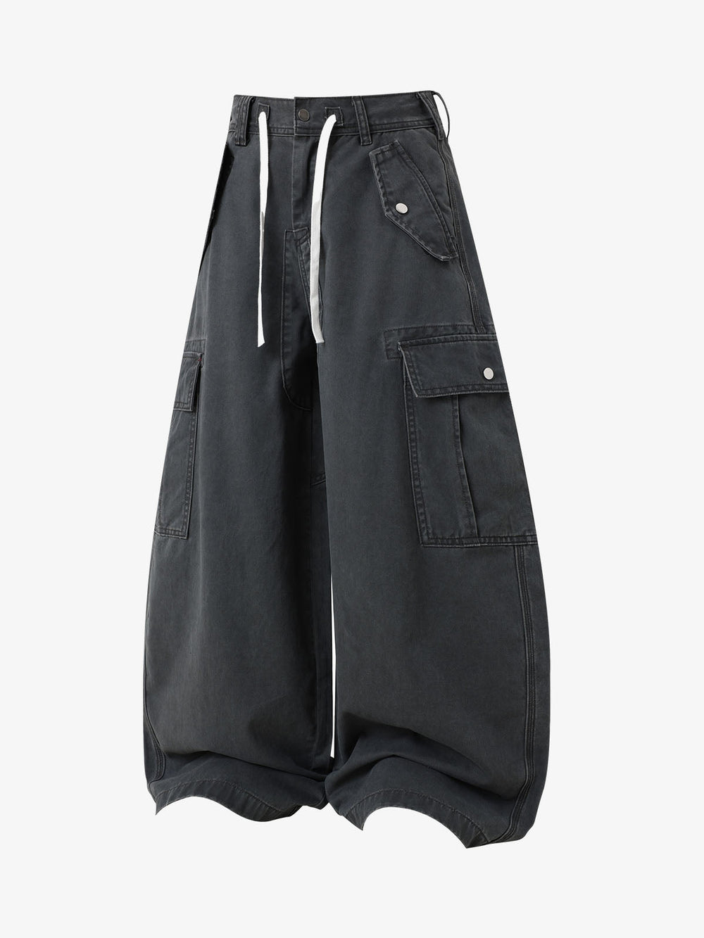 Curved-Hem Baggy Cargo Pants 