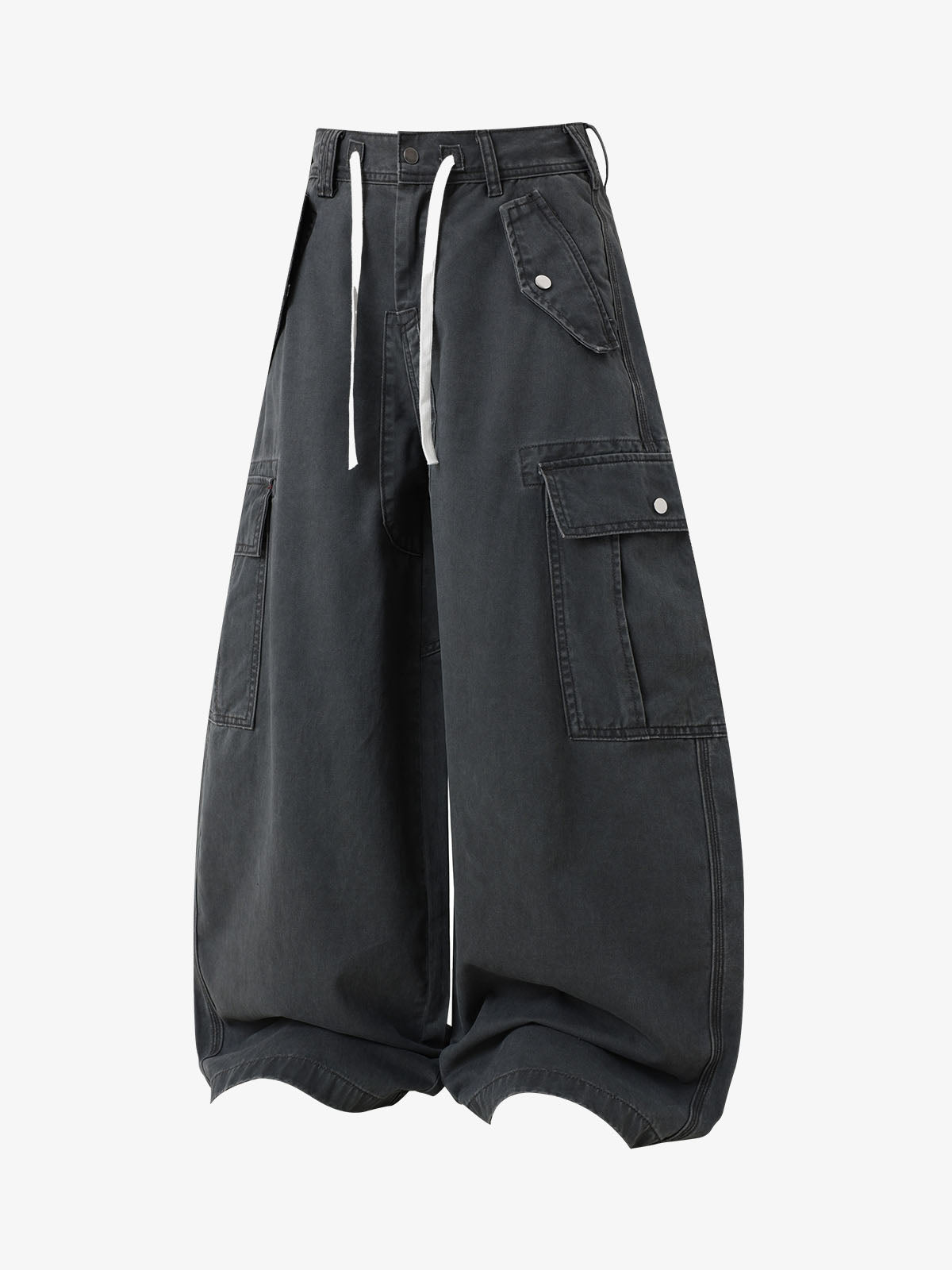 Curved-Hem Baggy Cargo Pants 