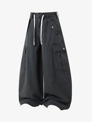Curved-Hem Baggy Cargo Pants 