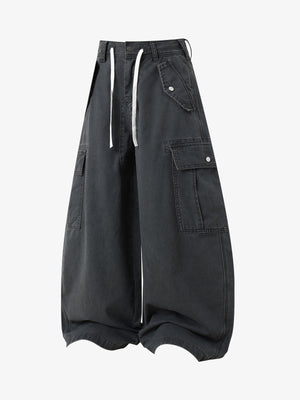 Curved-Hem Baggy Cargo Pants 