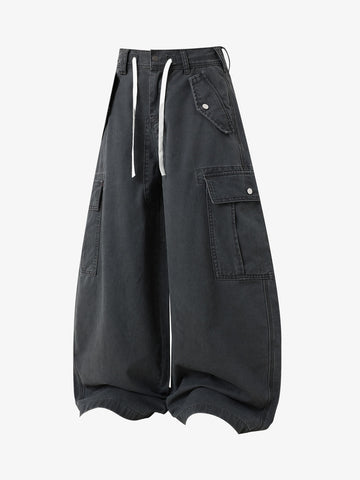 Curved-Hem Baggy Cargo Pants 