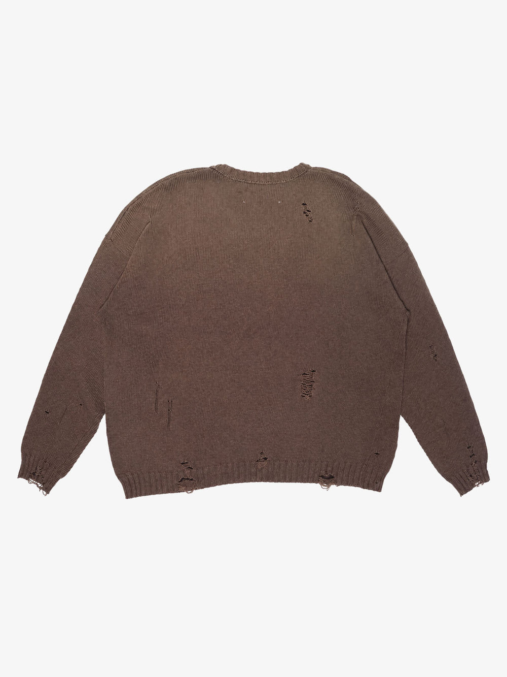 Boxing Game Jacquard Distressed Boxy Sweater; Brown / S, Brown / M, Brown / L, Brown / XL, Brown / 2XL