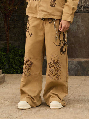 Supermade “Your God Is Not Here” Slogan Print Color-Blocked Embroidered Retro Canvas Set 