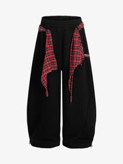 Stylish Wide-Leg Pants with Plaid Tie Belt for Women - Perfect for Casual and Fashionable Looks 