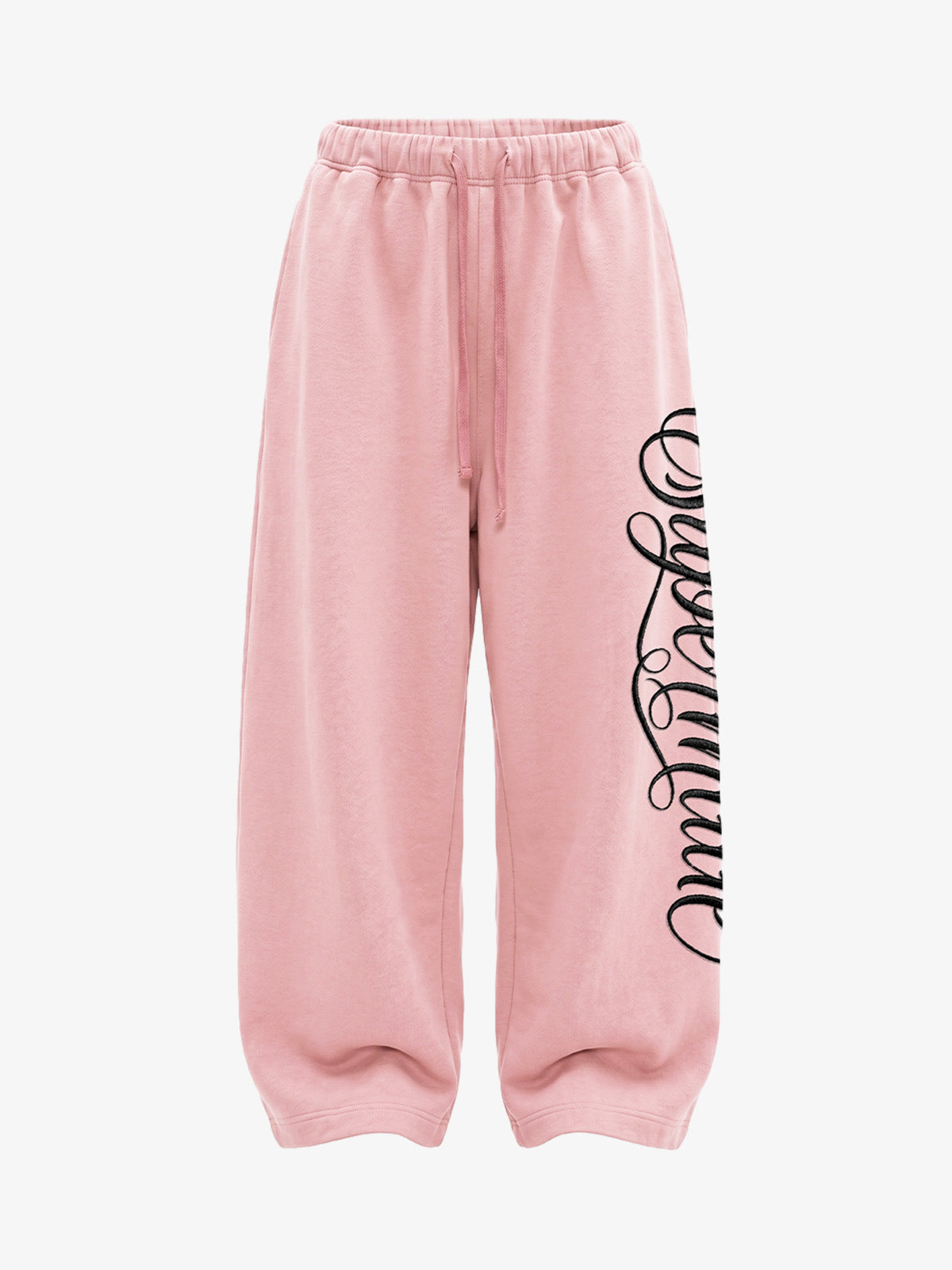 Fleece Jogger Pants with Embroidered Script Detail
