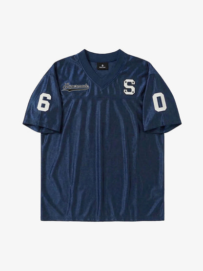 Supermade Classic Blue Embroidered Jersey Pattern Customization 