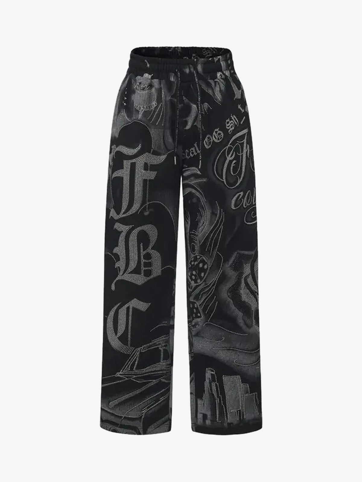 Rhinestone Letter Graphic Baggy Sweatants