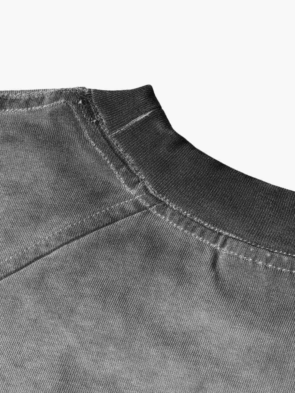 Cotton Blend Oversized Mesh Panel T-Shirt with Crew Neck 