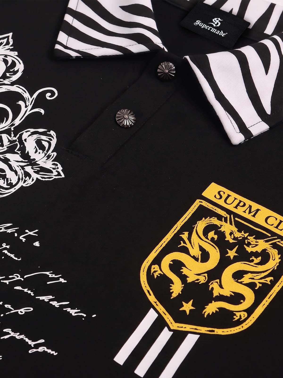 Zebra Letter Graphic Collared Long Sleeve Tee