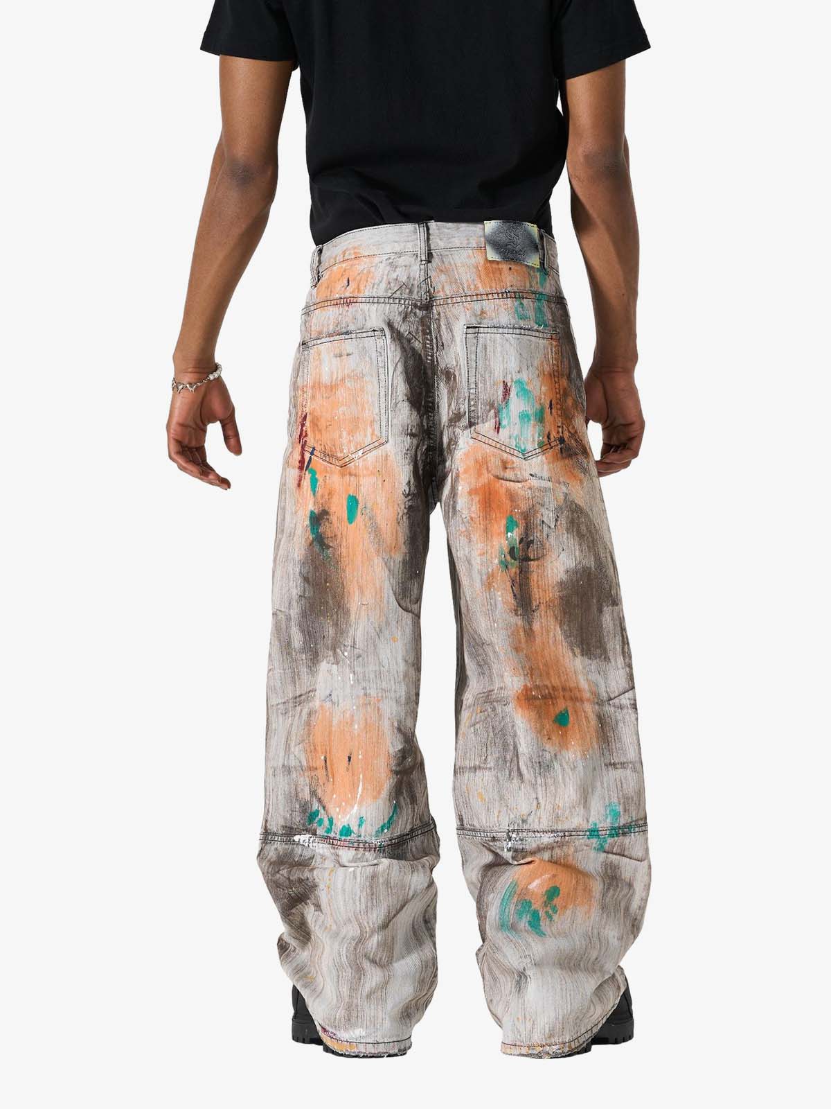 Abstrac Paint-Splattered Panel Jeans 