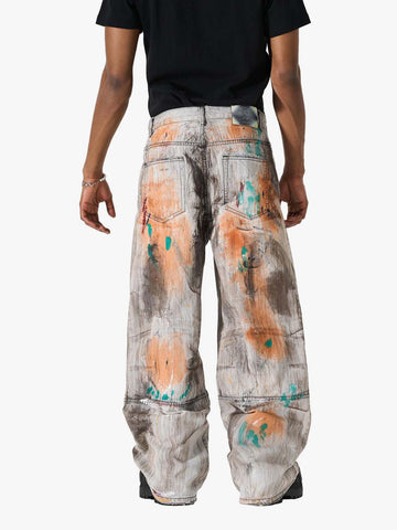 Abstrac Paint-Splattered Panel Jeans 