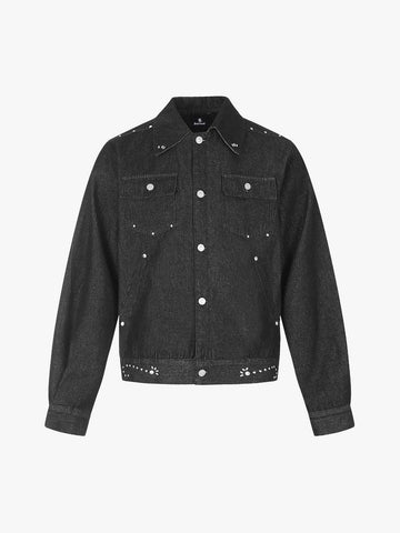 Street Retro Studded Denim Short Jacket