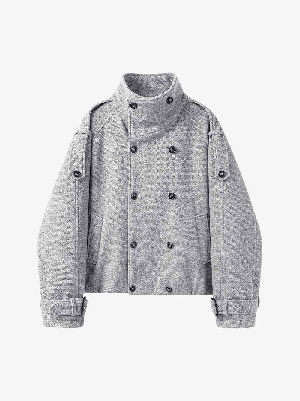 Double-Breasted Stand-Collar Jacket