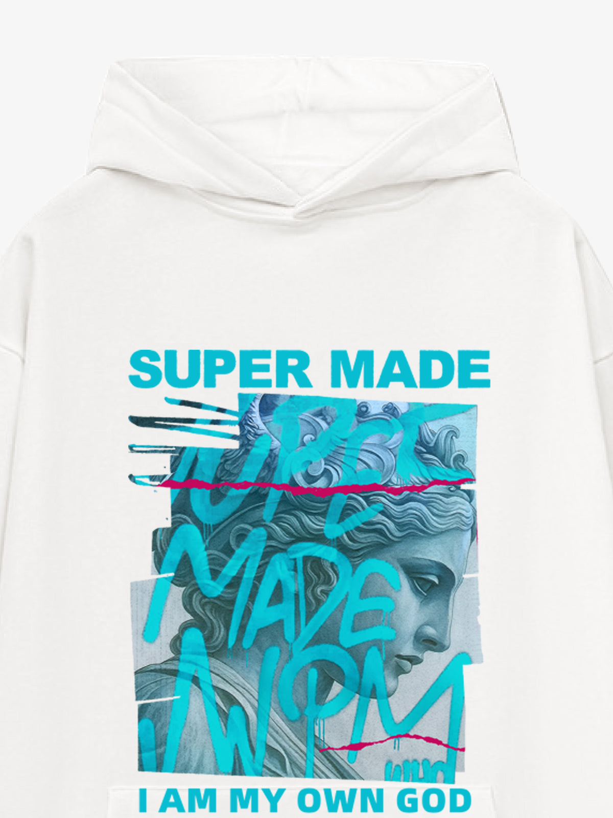 Supermade Street Graffiti Statue-print Hooded Hweatshirt 