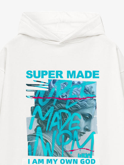 Supermade Street Graffiti Statue-print Hooded Hweatshirt 