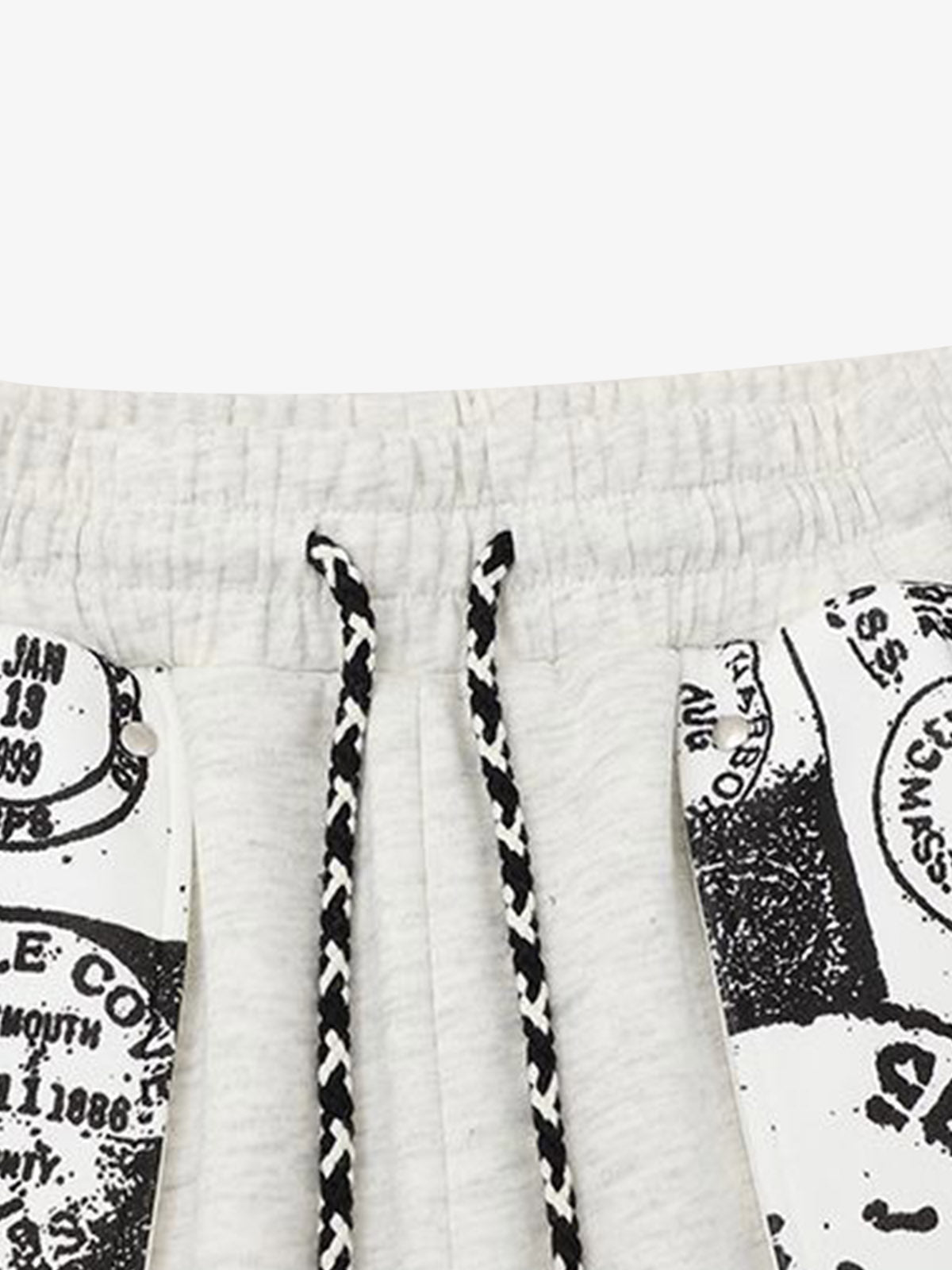 Stamp Print Patch Pocket Knit Shorts 