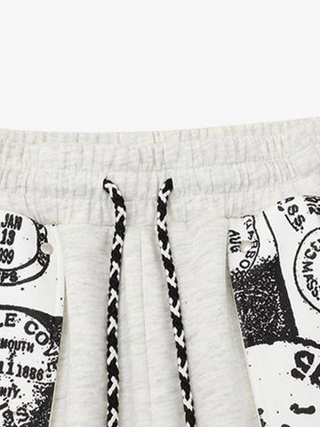Stamp Print Patch Pocket Knit Shorts 
