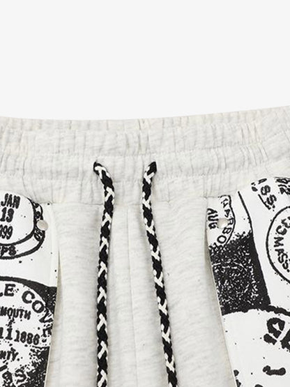Stamp Print Patch Pocket Knit Shorts 
