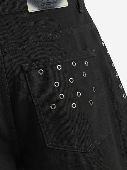 Scorpion Embroidered Anchor-Buckle Denim Shorts