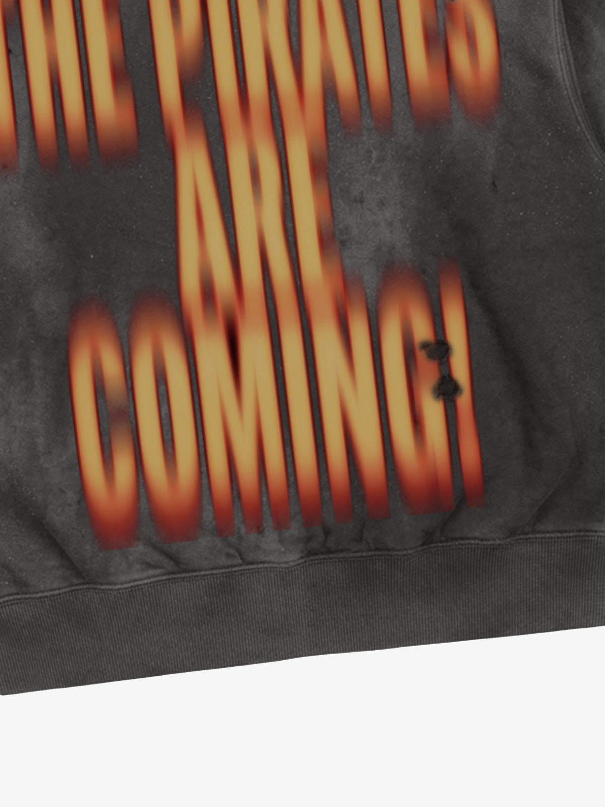 Flame-Wash Distressed Zip Hoodie & Wide-Leg Sweatpants Set
