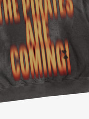 Flame-Wash Distressed Zip Hoodie & Wide-Leg Sweatpants Set
