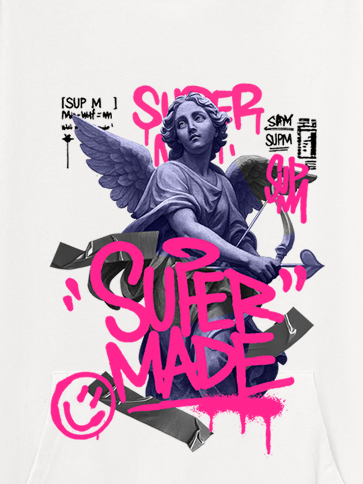 Graffiti Angel Print Hooded Sweatshirt 