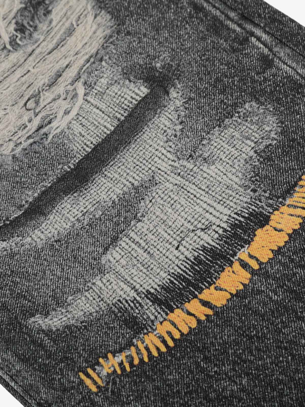 3D-printed Distressed Digital Print Cleanfit Straight Leg Jeans