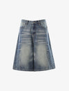 Panel Stitch Wide Leg Denim Jorts 