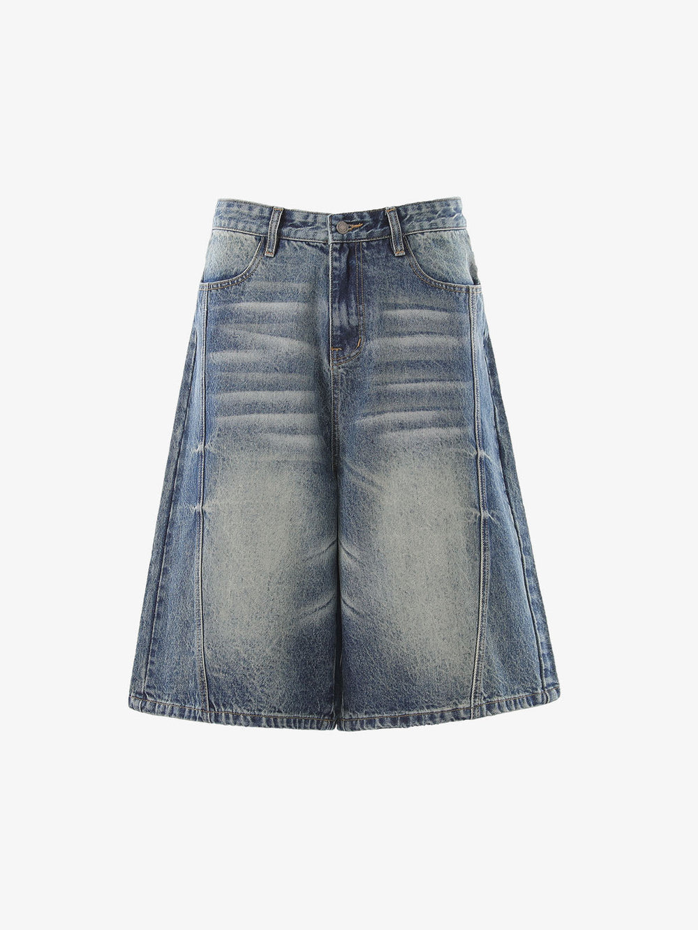 Panel Stitch Wide Leg Denim Jorts 