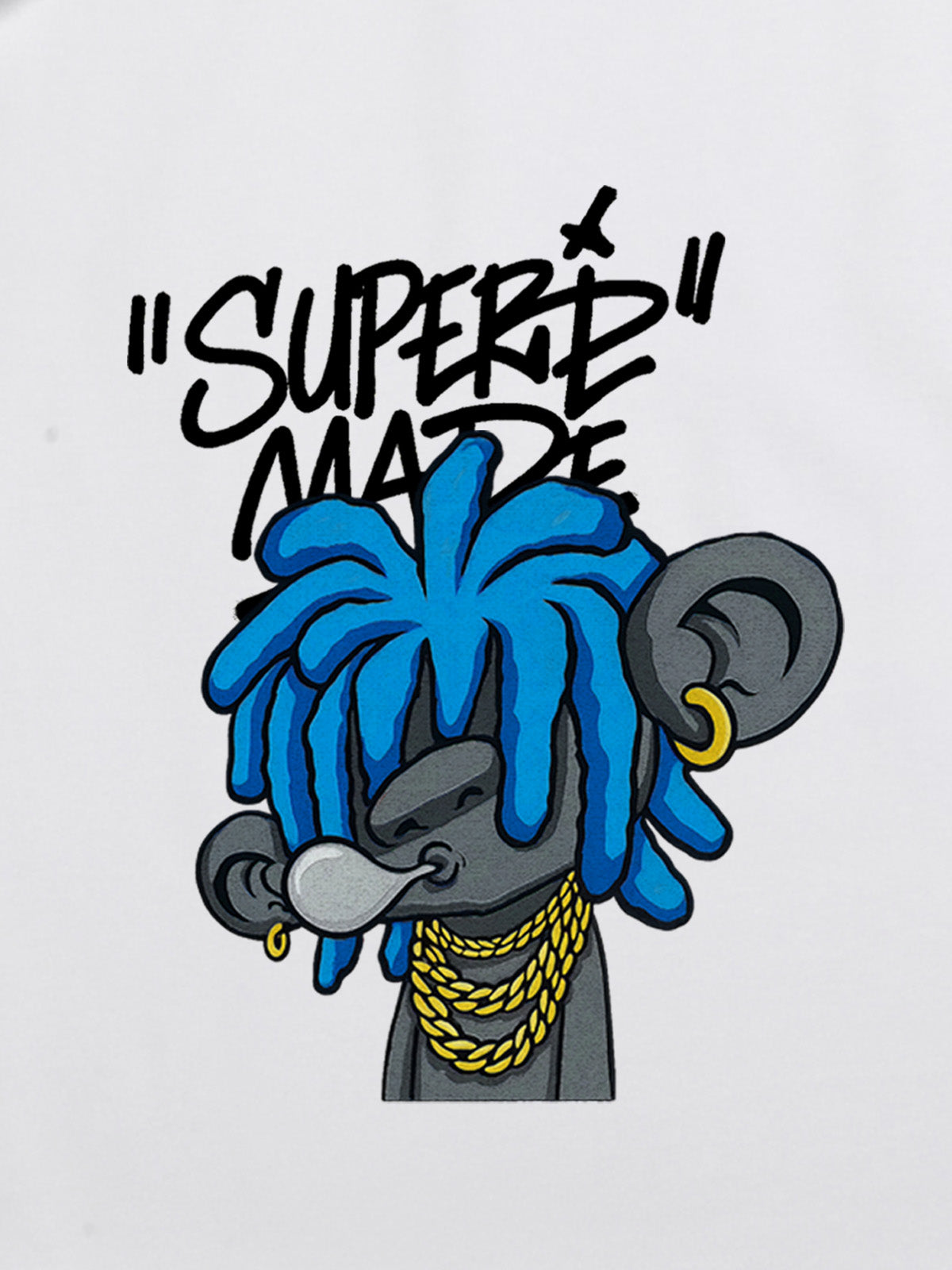 Thesupermade Graffiti Trend Blue Dreadlock Boy T-shirt 