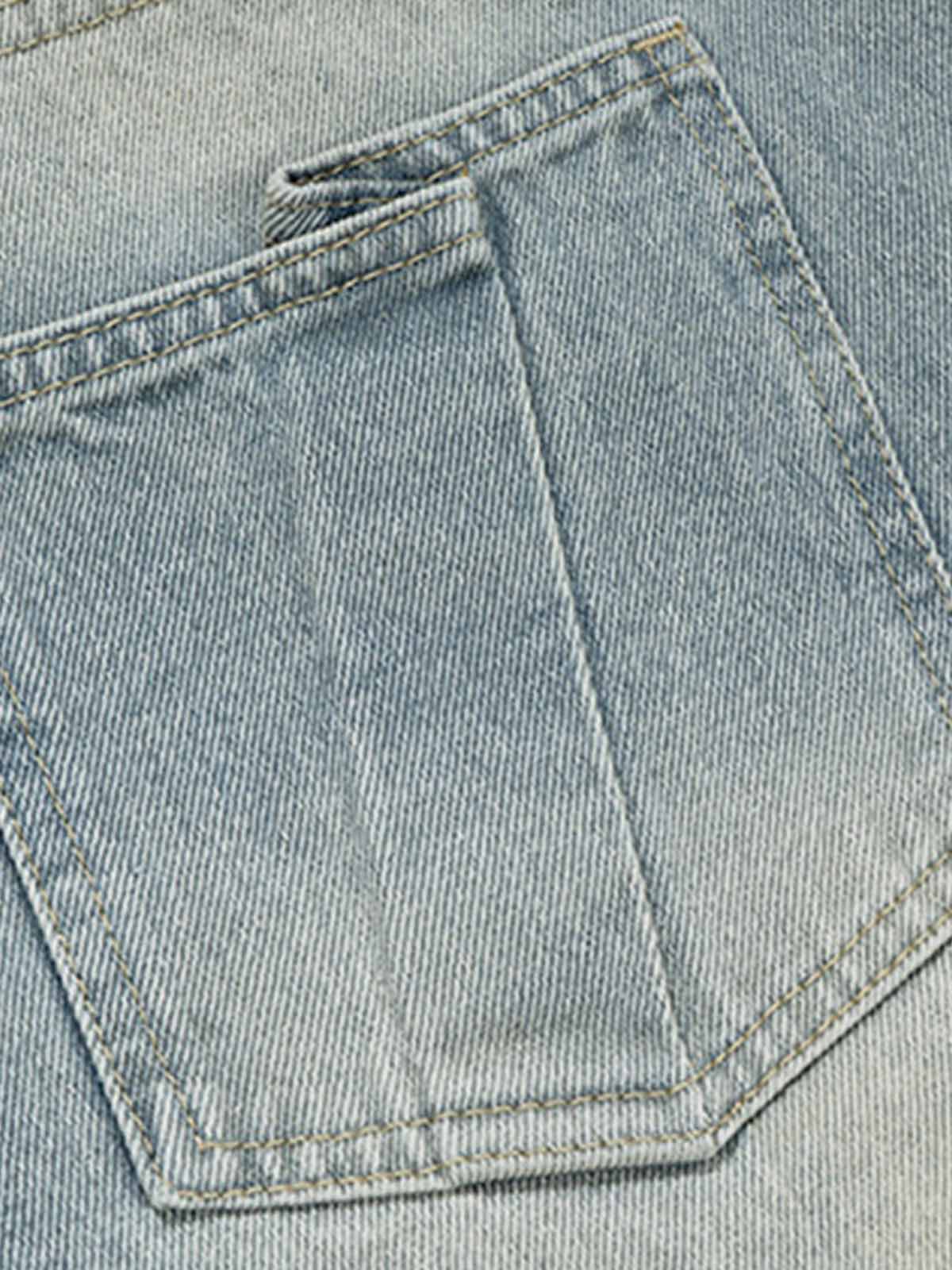 Light Wash Denim Wide Leg Cropped Pants High Waist Fashion Streetwear Style 