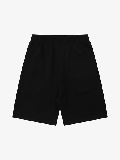 Stamp Print Patch Pocket Knit Shorts 