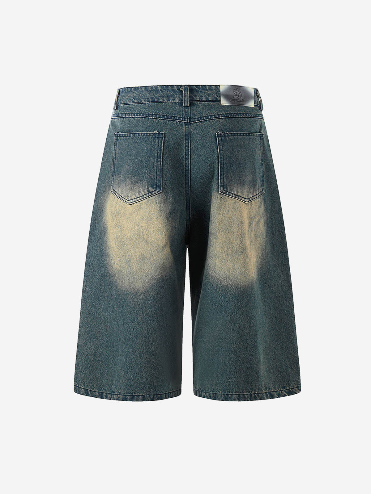 Jeansshorts mit Used-Look und SUPM-Buchstabenprint
