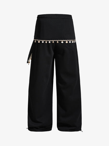 Stylish Wide-Leg Pants with Unique Waist Detailing for Women 