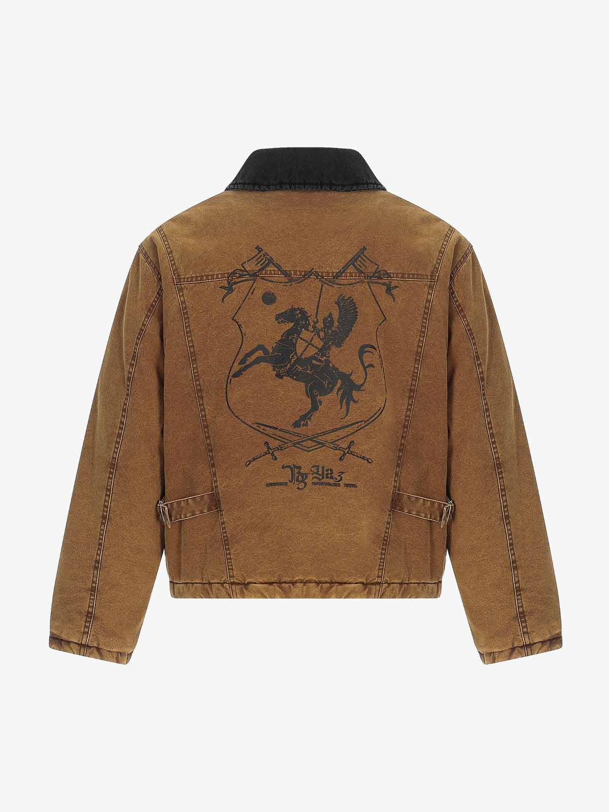 Fireman Clasp Washed Denim Knight Crest Jacket