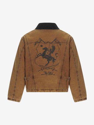 Fireman Clasp Washed Denim Knight Crest Jacket