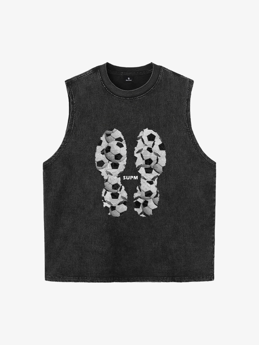 Soccer Ball Footprint Graphic Sleeveless T-Shirt 