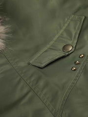 Leopard Faux-Fur Collar Studded Jacket