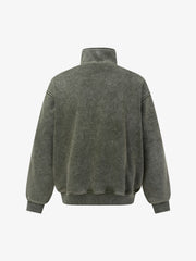 Washed Multi-Pocket Mock-Neck Workwear Jacket