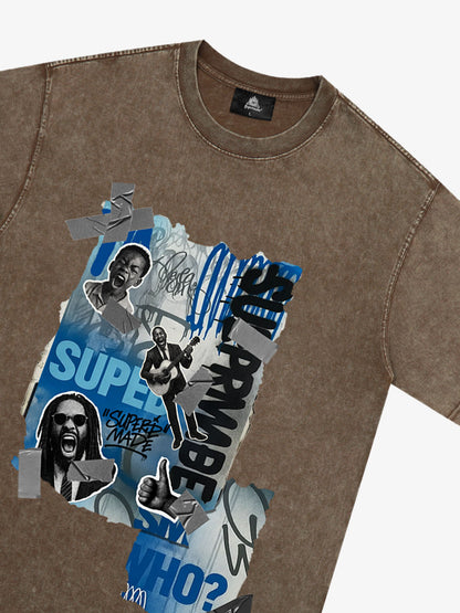 Supermade Trendy Retro Hip-Hop Character T-Shirt 